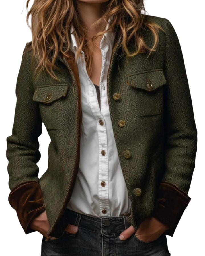 Corrie | Marynarka z tweedu z aksamitnymi detalami