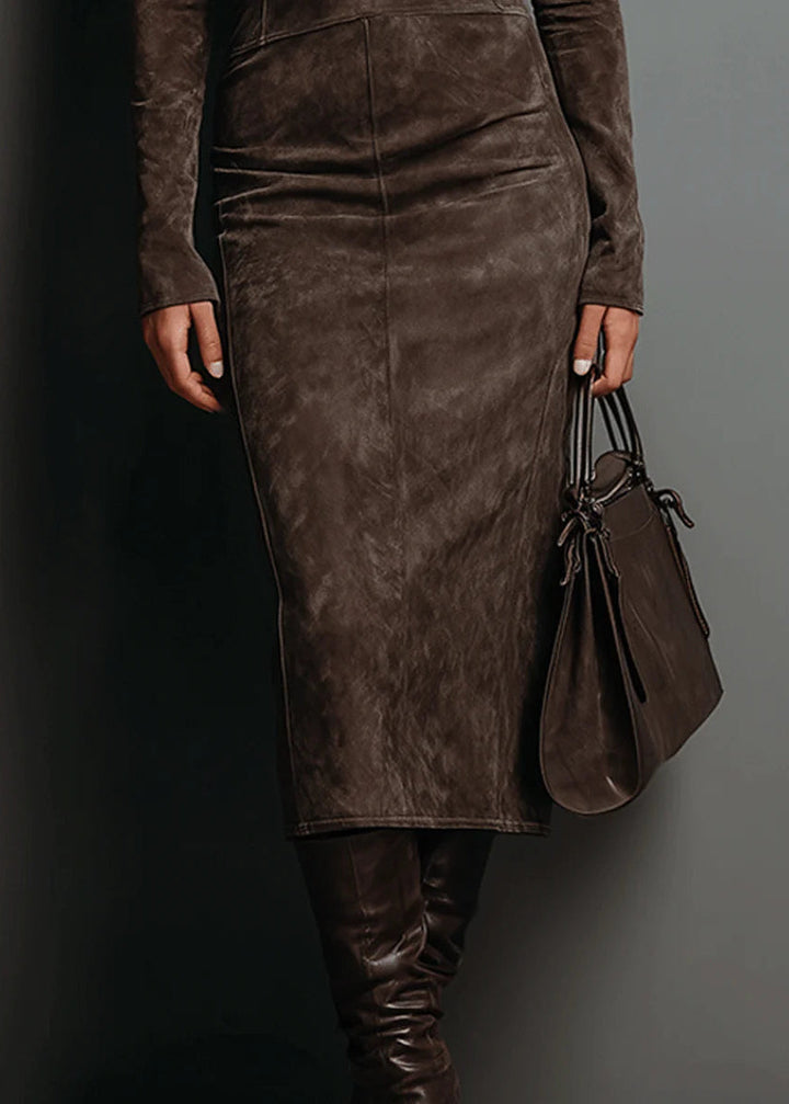 Sara -  Zamszowa Sukienka Midi