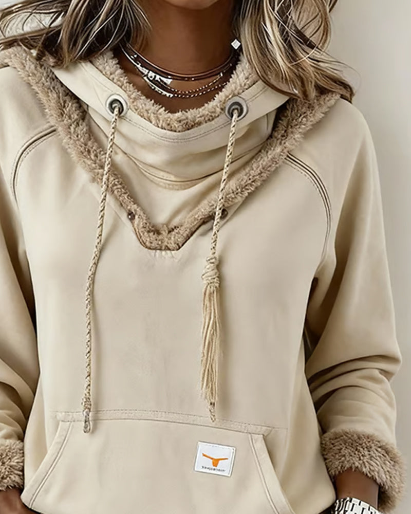 Sophia - Bluza z długim rękawem i kieszeniami w stylu patchworku