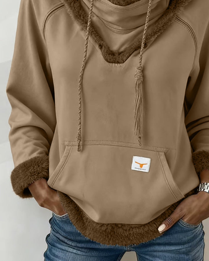 Sophia - Bluza z długim rękawem i kieszeniami w stylu patchworku