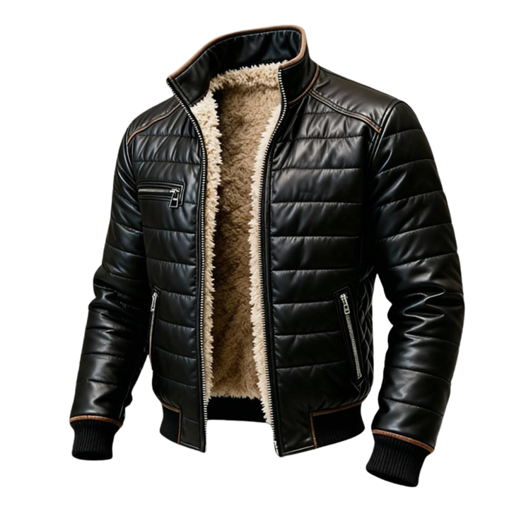 Brunon - LUKSUSOWA OCIEPLANA KURTKA Z PLUSZOWĄ PODSZEWKĄ