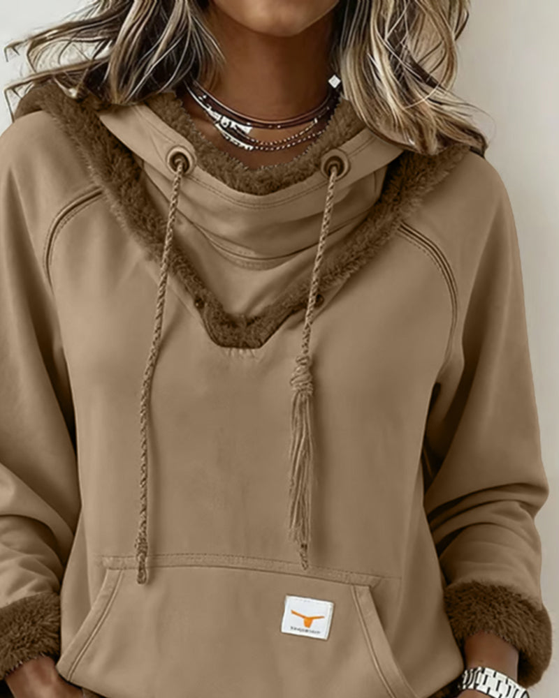 Sophia - Bluza z długim rękawem i kieszeniami w stylu patchworku